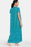 Zivame Plum Romance Woven Full Length Nightdress - Lapis — thumbnail 3