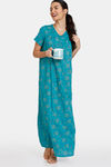 Zivame Plum Romance Woven Full Length Nightdress - Lapis — thumbnail 4