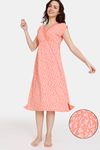 Zivame Blush Bloom Knit Poly Mid Length Nightdress - Burnt Coral — thumbnail 1