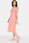 Zivame Blush Bloom Knit Poly Mid Length Nightdress - Burnt Coral — thumbnail 2