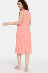 Zivame Blush Bloom Knit Poly Mid Length Nightdress - Burnt Coral — thumbnail 3