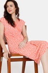 Zivame Blush Bloom Knit Poly Mid Length Nightdress - Burnt Coral — thumbnail 4