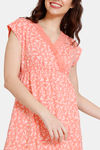 Zivame Blush Bloom Knit Poly Mid Length Nightdress - Burnt Coral — thumbnail 5