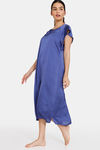 Zivame Modern Love Woven Mid Length Nightdress - Medieval Blue — thumbnail 2