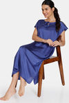 Zivame Modern Love Woven Mid Length Nightdress - Medieval Blue — thumbnail 4