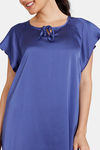 Zivame Modern Love Woven Mid Length Nightdress - Medieval Blue — thumbnail 5