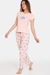 Zivame Chasing Tails Knit Cotton Pyjama Set - Seashell Pink — thumbnail 2