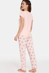 Zivame Chasing Tails Knit Cotton Pyjama Set - Seashell Pink — thumbnail 3