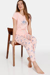 Zivame Chasing Tails Knit Cotton Pyjama Set - Seashell Pink — thumbnail 4