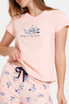 Zivame Chasing Tails Knit Cotton Pyjama Set - Seashell Pink — thumbnail 5