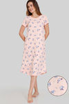 Zivame Chasing Tails Knit Cotton Mid Length Nightdress - Seashell Pink — thumbnail 1