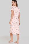 Zivame Chasing Tails Knit Cotton Mid Length Nightdress - Seashell Pink — thumbnail 3