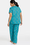 Zivame True Curv Plum Romance Woven Pyjama Set - Lapis — thumbnail 3