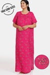 Zivame True Curv Plum Romance Woven Full Length Nightdress - Jazzy — thumbnail 1