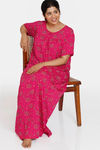 Zivame True Curv Plum Romance Woven Full Length Nightdress - Jazzy — thumbnail 4