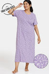Zivame True Curv Blush Bloom Knit Poly Mid Length Nightdress - Bougainvillea — thumbnail 1