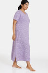 Zivame True Curv Blush Bloom Knit Poly Mid Length Nightdress - Bougainvillea — thumbnail 2
