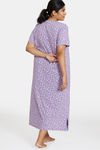 Zivame True Curv Blush Bloom Knit Poly Mid Length Nightdress - Bougainvillea — thumbnail 3