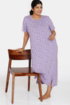 Zivame True Curv Blush Bloom Knit Poly Mid Length Nightdress - Bougainvillea — thumbnail 4
