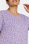 Zivame True Curv Blush Bloom Knit Poly Mid Length Nightdress - Bougainvillea — thumbnail 5