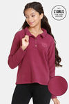 Zivame Girls Polar Fleece Knit Poly Sweatshirt - Beaujolais — thumbnail 1