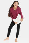 Zivame Girls Polar Fleece Knit Poly Sweatshirt - Beaujolais — thumbnail 4