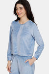 Zivame Midnight Magic Ribbed Velour Knit Poly Loungewear Top - Allure — thumbnail 2