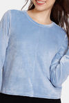 Zivame Midnight Magic Ribbed Velour Knit Poly Loungewear Top - Allure — thumbnail 5