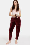 Zivame Fur Knit Poly Winterwear Pants - Windsor Wine — thumbnail 4
