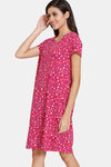 Zivame Candles & Carols Knit Cotton Knee Length Nightdress - Vivacious — thumbnail 2