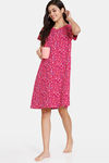 Zivame Candles & Carols Knit Cotton Knee Length Nightdress - Vivacious — thumbnail 4