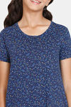 Zivame Girls Color Me Happy Knit Cotton Knee Length Nightdress - Medieval Blue — thumbnail 5