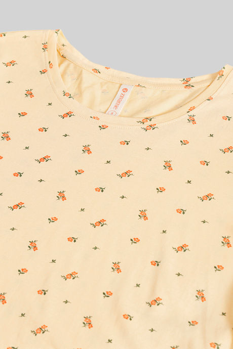 Zivame Ditsy Florals Knit Cotton Pyjama Set - Buff — image 6