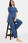 Zivame Charkha Woven Pyjama Set - Sailor Blue — thumbnail 4
