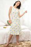 Zivame Tropical Fizz Knit Cotton Mid Length Nightdress - White Print — thumbnail 4