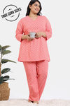 Zivame True Curv Petal Dreams Knit Cotton Pyjama Set - Emberglow — thumbnail 1
