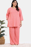 Zivame True Curv Petal Dreams Knit Cotton Pyjama Set - Emberglow — thumbnail 2