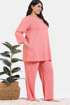 Zivame True Curv Petal Dreams Knit Cotton Pyjama Set - Emberglow — thumbnail 3