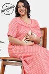 Zivame True Curv Petal Dreams Knit Cotton Full Length Nightdress - Emberglow — thumbnail 1