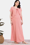 Zivame Maternity Petal Dreams Knit Cotton Full Length Nightdress - Emberglow — thumbnail 2