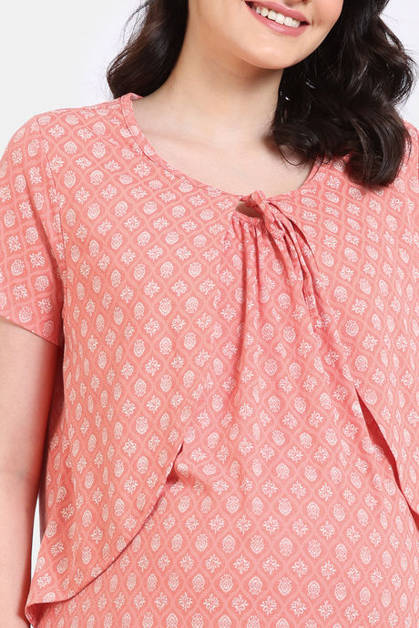 Zivame Maternity Petal Dreams Knit Cotton Full Length Nightdress - Emberglow — image 5