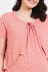 Zivame Maternity Petal Dreams Knit Cotton Full Length Nightdress - Emberglow — thumbnail 5