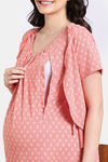 Zivame Maternity Petal Dreams Knit Cotton Full Length Nightdress - Emberglow — thumbnail 6