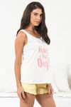 Zivame Happy-Go Knit Cotton Shorts Set - Yellow N Print — thumbnail 2