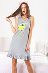 Zivame Love Bugs Knit Cotton Short Length Nightdress - Grey — thumbnail 1