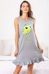 Zivame Love Bugs Knit Cotton Short Length Nightdress - Grey — thumbnail 4