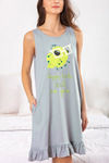 Zivame Love Bugs Knit Cotton Short Length Nightdress - Grey — thumbnail 5