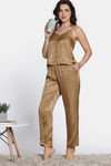 Zivame Vintage Haze Woven Pyjama Set - Beige — thumbnail 1