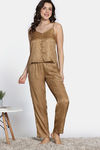 Zivame Vintage Haze Woven Pyjama Set - Beige — thumbnail 2