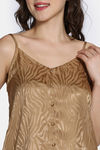 Zivame Vintage Haze Woven Pyjama Set - Beige — thumbnail 5